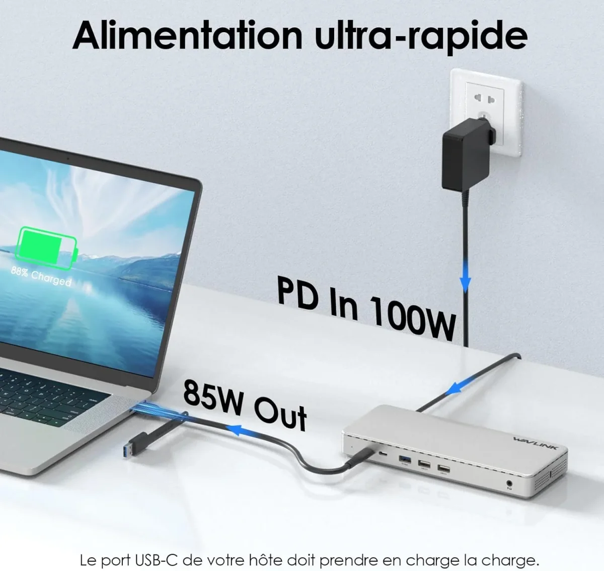 Station d'accueil Universelle Triple 4K @ 60 Hz avec Puce SM770, Adaptateur USB-C/USB-A vers HDMI/DisplayPort avec Fonction de Charge en amont de 85 W, 3 HDMI + 2 DP – Image 7