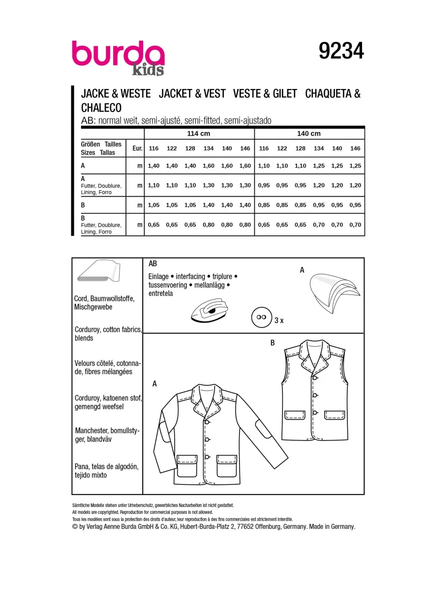 Patron de Veste & Gilet – Burda 9234 | Niveau Intermédiaire – Image 3
