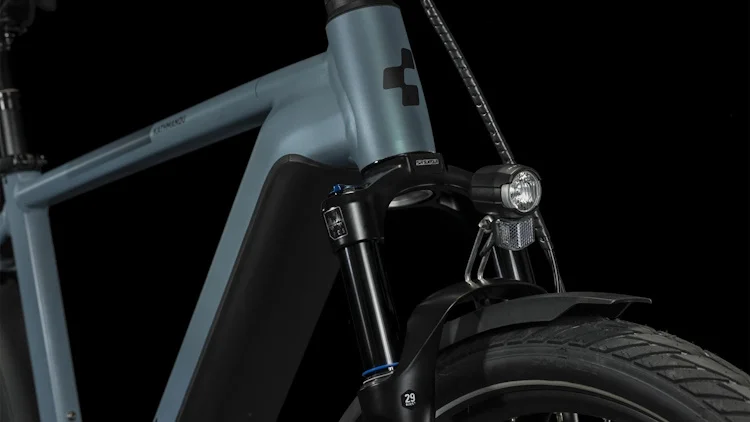 Vélo de ville électrique Cube Kathmandu Hybrid ABS 750wh- cadre bas – gris émeraude & bleu – Image 6